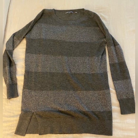 Vince Metallic Striped Cashmere Sweater Tunic Length (SW1) - Picture 2 of 5